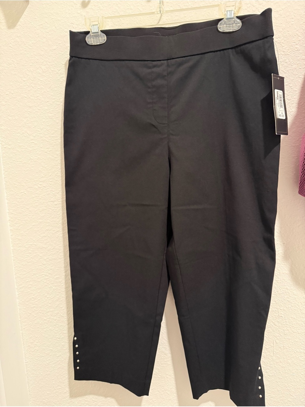 Counterparts Black Cropped Pull-On Pants with Hem Studs
